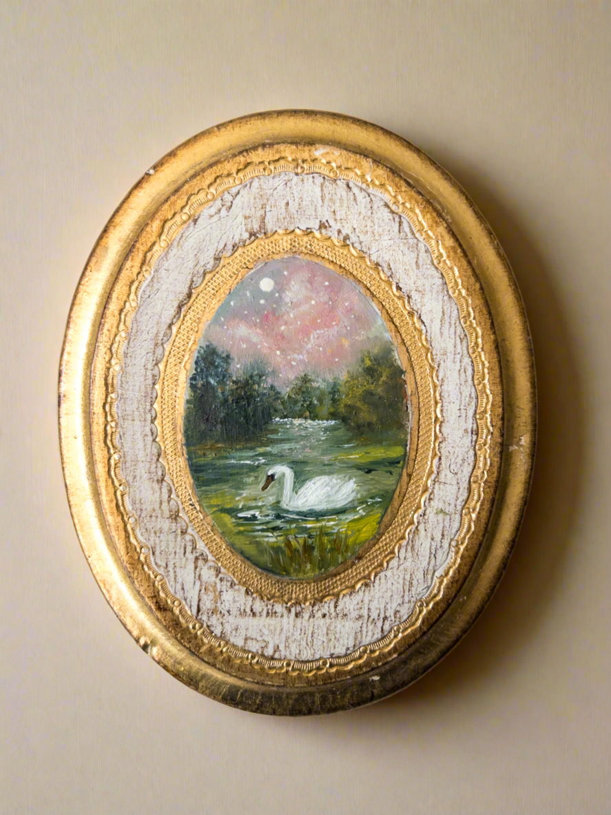 Swan Muse | 25 — Oil On Plaque — 7.5 X 6”