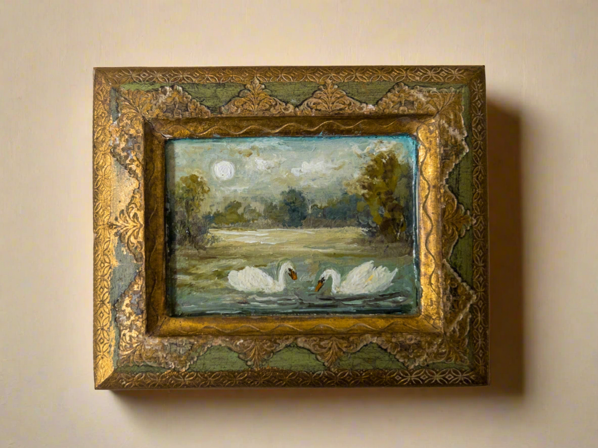 Swan Muse | 25 — Oil On Plaque — 3.5 X 4”