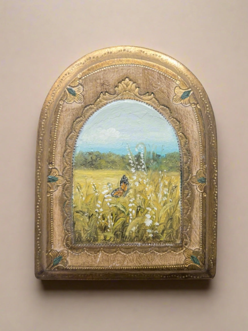 Oil On Florentine Plaque  — 4.5 X 6”