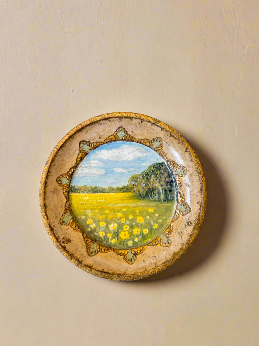 Oil On Florentine Plaque  — 4” Across
