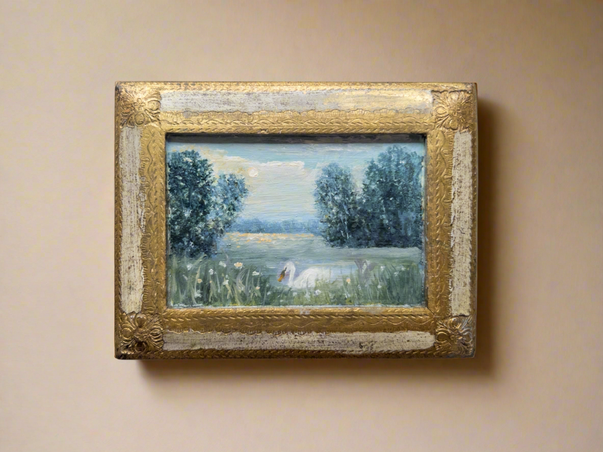 Oil On Florentine Plaque  — 5.3 X 4”