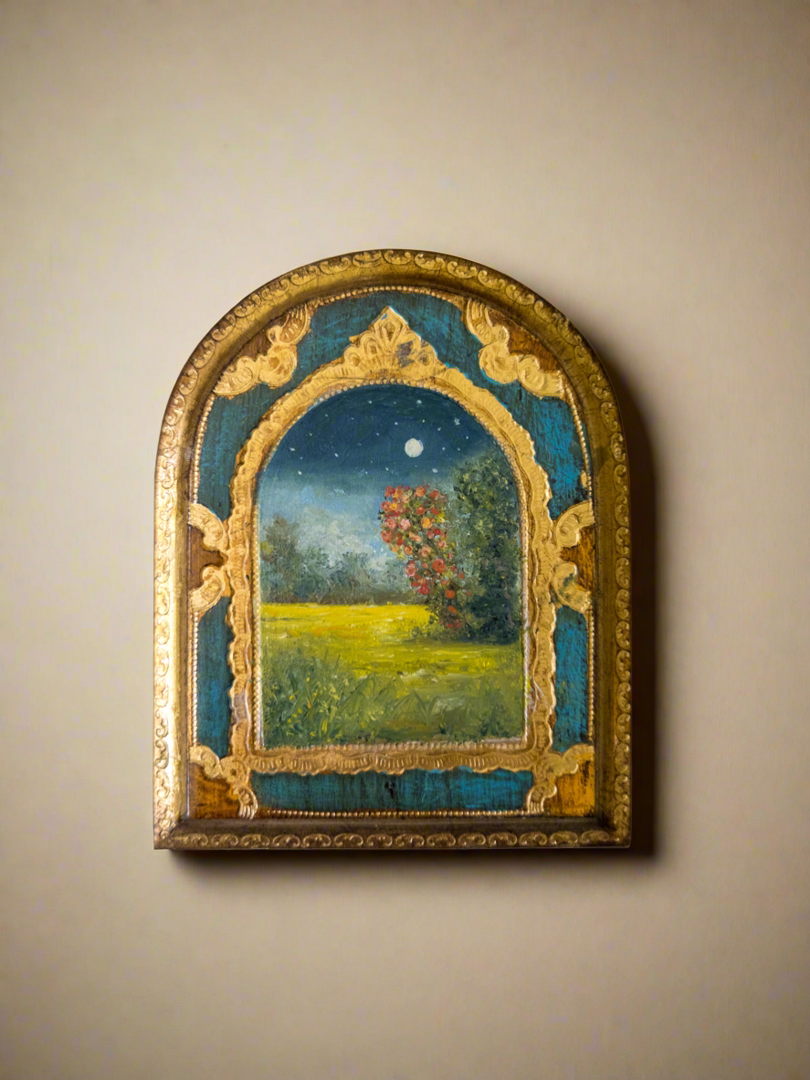 Oil On Florentine Plaque  — 6 X 4.5”