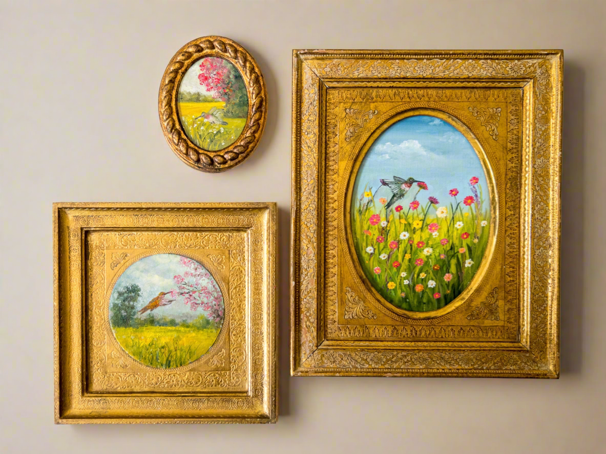 Reserved For Carrie — The Hummingbird’s Collection | 25 — Oil On Plaque — 7” Across