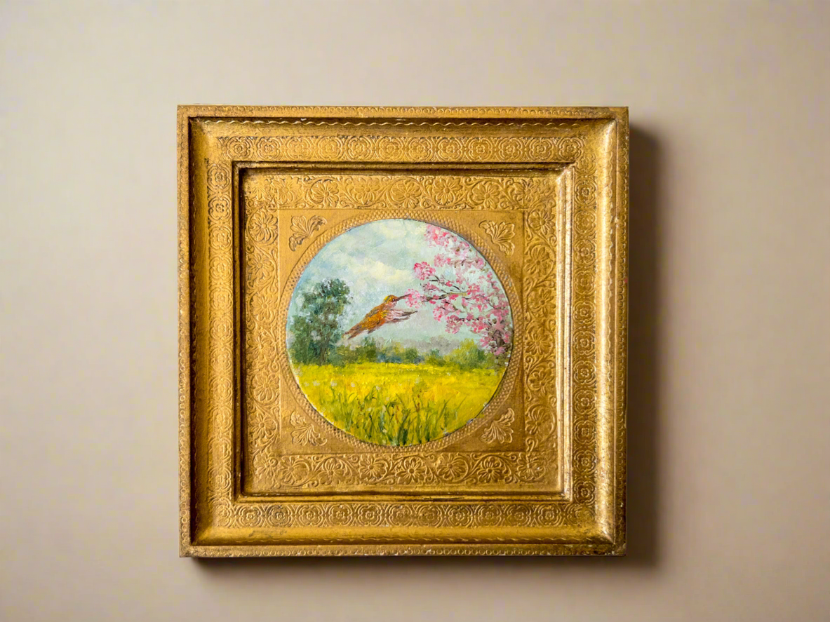 Reserved For Carrie — The Hummingbird’s Collection | 25 — Oil On Plaque — 7” Across