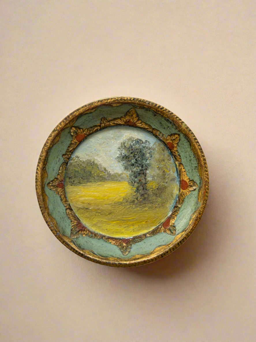 Oil On Florentine Plaque  — 3” Across