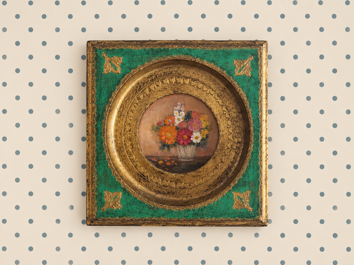 Oil On Vintage Italian Plaque | 8” Across