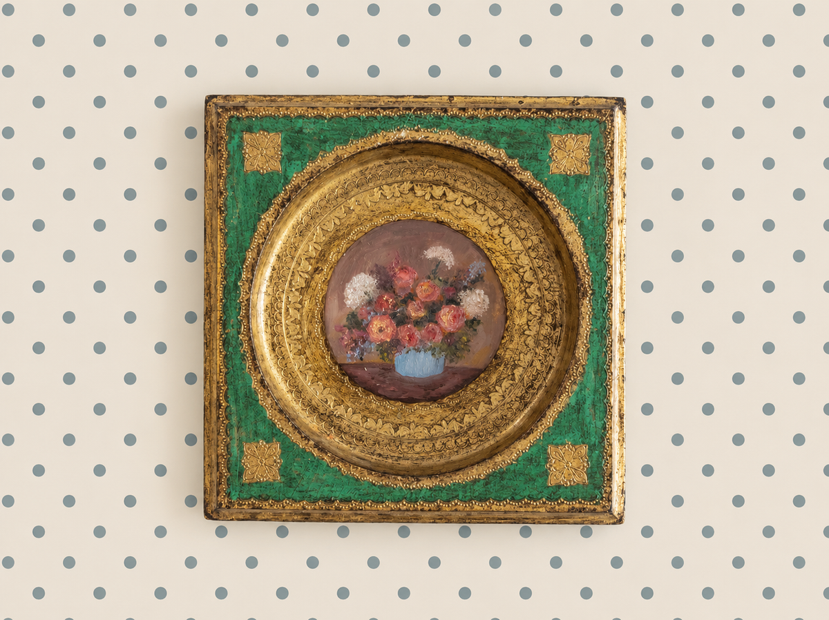 Oil On Vintage Italian Plaque | 8” Across