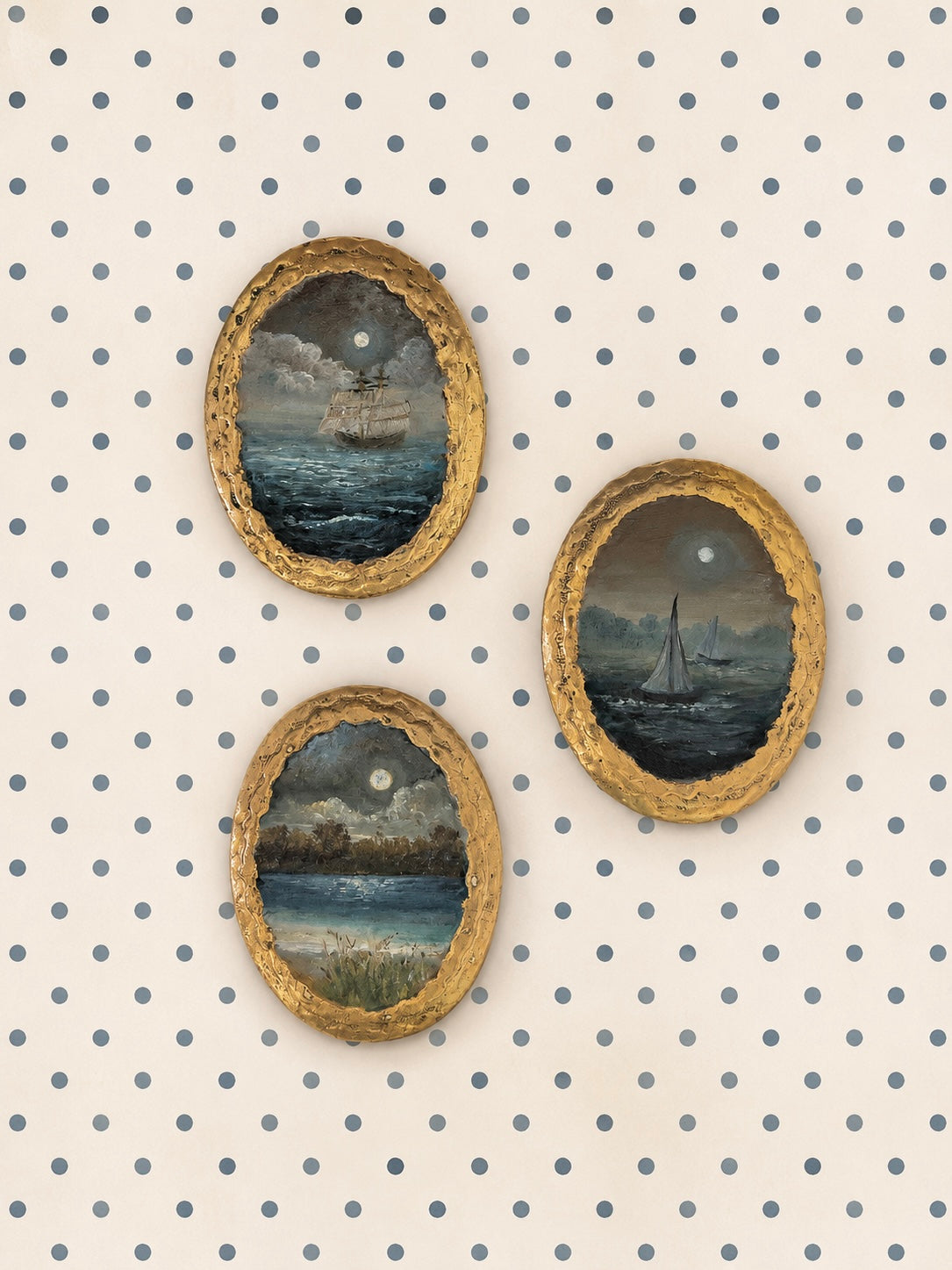 The Moonlit Seascape Collection | 26 — Oil On Plaque — 4 1/8 X 3 1/4"