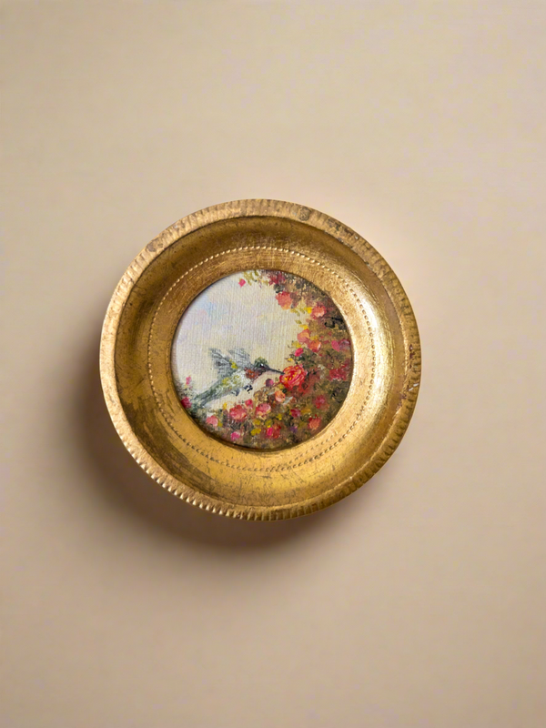 Reserved For Cozy Corner Collectables —The Hummingbird’s collection | 25 — Oil On Paper — 3” Across