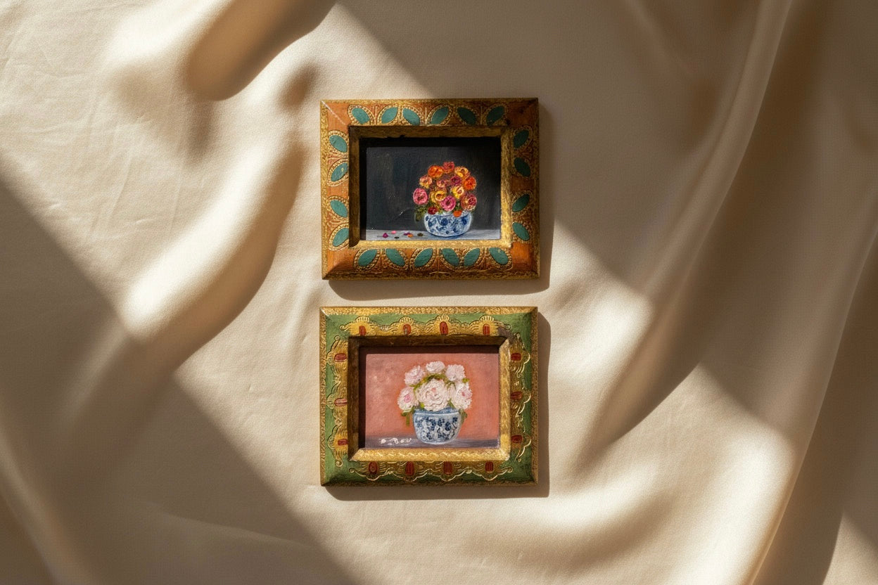 The Floral Collection | 26 — Oil On Florentine Plaque  — 3.5 X 4.5”